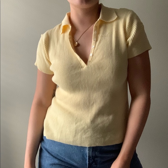 Vintage Yellow Short Sleeve Polo Top - Picture 5 of 13